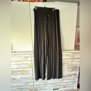 🖤 Pleated Black Wide Leg Pants Elastic Waist Stretch Chic
